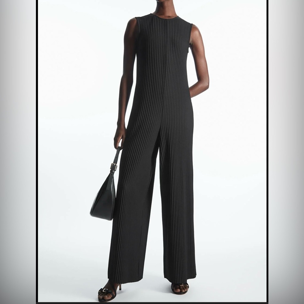 COS Black Ribbed Jumpsuit